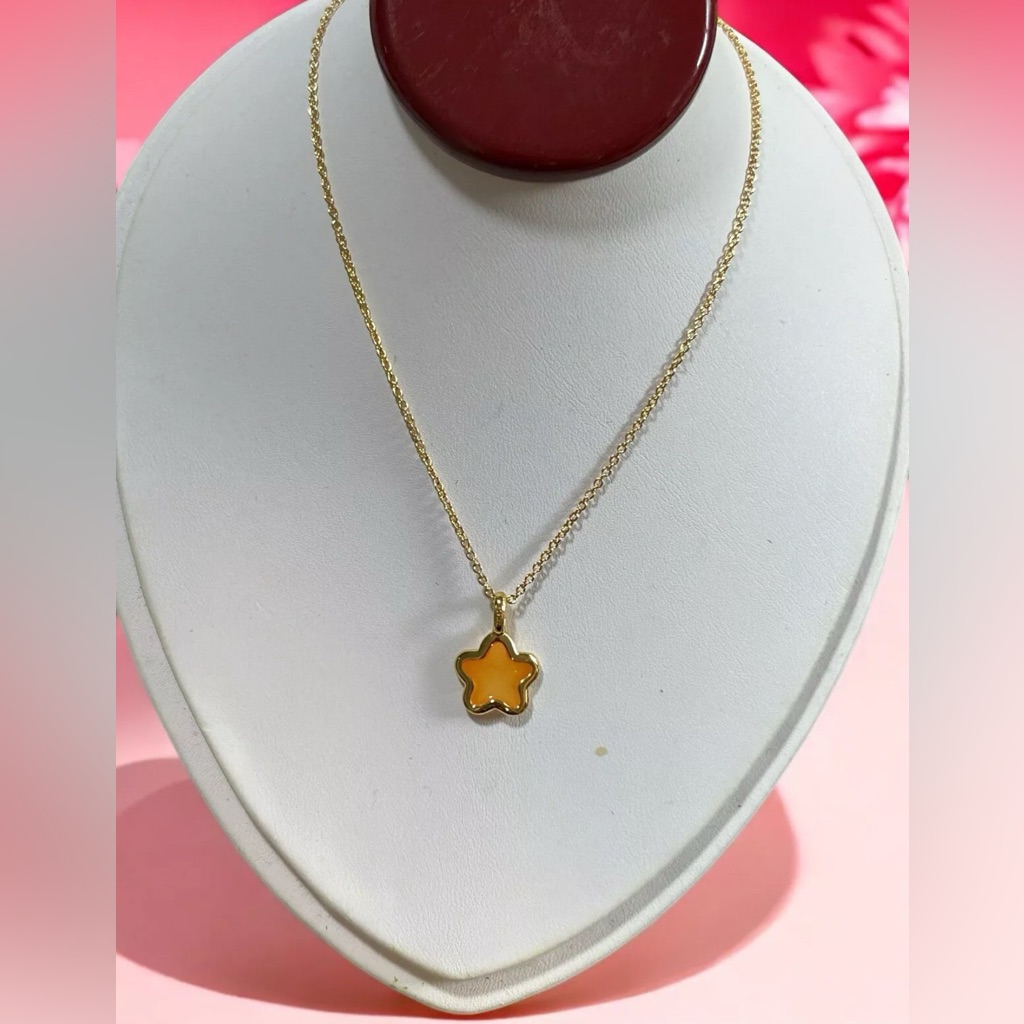 Gregal Necklace In Silver Vermeil And A Flower Motif Orange Enamel 925 65$